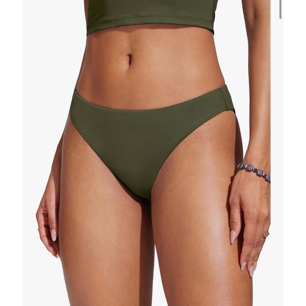 CRZYOGA Womens Dark Olive Green Bikini Swim Bottom Size Medium NWT